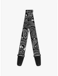 Best Sale ⭐ Bandana Skull Print Guitar Strap Black White 🌟