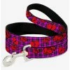 Cheap 🥰 Broken Hearts & Roses 🦮 Dog Leash Fuchsia Plaid 🔥