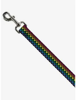 Deals 🌟 Checker Print 🐕 Dog Leash Neon Rainbow 😀 -Furniture Outlet Store 16155613 av1