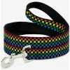 Deals 🌟 Checker Print 🐕 Dog Leash Neon Rainbow 😀