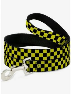 Best Pirce 😉 Checker Print 🐶 Dog Leash Neon Yellow 🛒