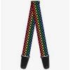 Best Pirce 🧨 Checker Print Guitar Strap Neon Rainbow 🔔