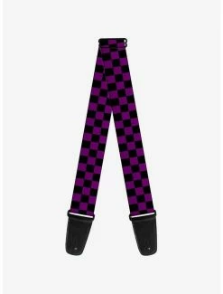 Best Sale ✨ Checker Print Guitar Strap Purple 🥰