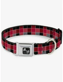 Flash Sale 🌟 Checker Print Seatbelt 🦮 Dog Collar Mosaic Red 🌟