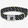 Cheapest 👏 Checker Print Seatbelt 🦮 Dog Collar Pastel Multi 🧨