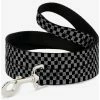 Hot Sale 😀 Distressed Checker Print 🐕 Dog Leash Gray 🎁
