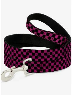 Wholesale ๐ Distressed Checker Print ๐ถ Dog Leash Neon Pink ๐งจ