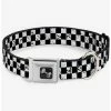 Wholesale ✨ Distressed Checker Print Seatbelt 🐶 Dog Collar White 👏