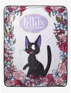 Best Pirce 🔥 Studio Ghibli Kiki's Delivery Service Jiji Flower Throw Blanket ⭐