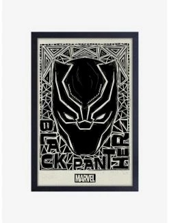 Budget 😀 Marvel Black Panther Linocut Framed Wood Wall Art ⌛