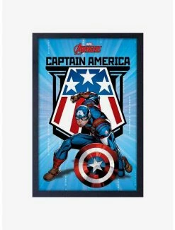Flash Sale 👍 Marvel Captain America Framed Wood Wall Art 🔔