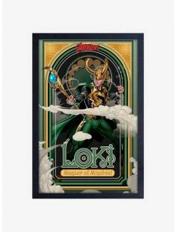 New 🛒 Marvel Loki Master Of Mischief Framed Wood Wall Art ❤️