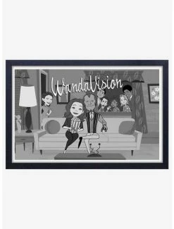 Budget 👍 Marvel Wandavision B & W Framed Wood Wall Art 🎉