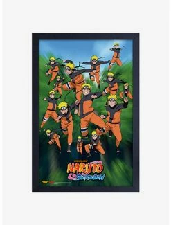Budget ❤️ Naruto Clones Up Framed Wood Wall Art 🎁
