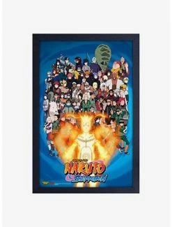 Promo ⌛ Naruto Group Of Characters Framed Wood Wall Art ⭐