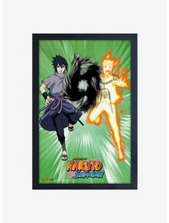 Brand new 🎉 Naruto Sasuke And Naruto Charge Framed Wood Wall Art ⭐