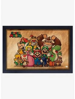 Top 10 ❤️ Nintendo Mario Old Paper Framed Wood Wall Art 😀