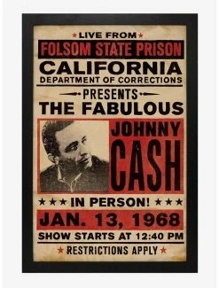 Best Pirce 🎉 Johnny Cash Folsom State In Person Framed Wood Wall Art ⌛