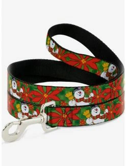 Deals 👏 Frosty The Snowman Poinsetta Plaid 🐶 Dog Leash 😀