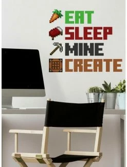 Best Sale 👏 Minecraft Eat Sleep Mine Create Peel & Stick Wall Decals ✔️