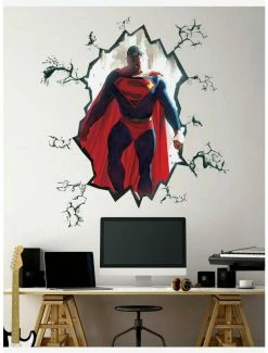 Hot Sale 👍 DC Comics Superman Cracked Peel & Stick Giant Wall Decal 👏