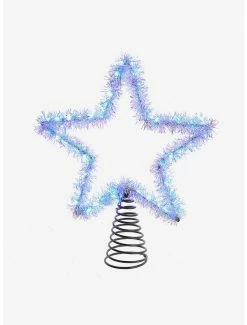 Buy 👍 Tinsel Star Tree Topper With Cool White Led Lights 🛒