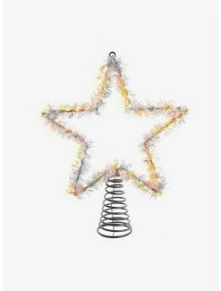 Wholesale ✨ Tinsel Star Tree Topper With Warm White Led Lights ✔️