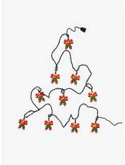 Best Sale 🌟 Light 🍬 Candy Cane With Holly Leaves And Berries Light Set 🔥