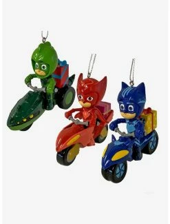 Outlet ⭐ Pj Masks With Vehicle Ornament 3 Pc Set ✨