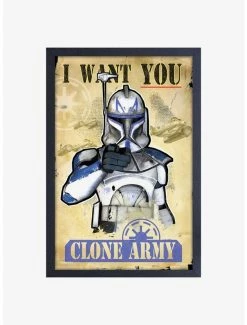 Flash Sale ⭐ Star Wars The Clone Wars I Want You Framed Wood Wall Art 🎁