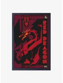 Outlet 🎉 Dungeons and Dragons Red Dragon Framed Wood Wall Art ❤️