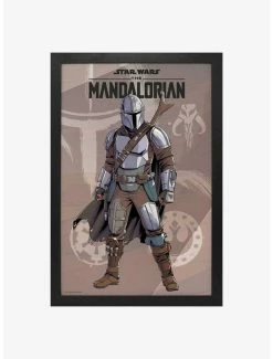 Deals 🌟 Star Wars The Mandalorian Grey Stance Framed Wood Wall Art 💯