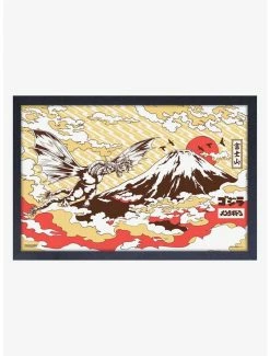 Discount 😀 Godzilla Fuji Framed Wood Wall Art ✨
