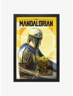 Cheap 🌟 Star Wars The Mandalorian With Child Yellow Framed Wood Wall Art 🎉