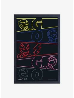 Brand new ✔️ Mighty Morphin Power Rangers Neon Framed Wood Wall Art 🔔