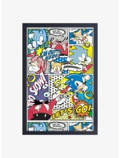 Discount 🧨 Sonic the Hedgehog Comic Framed Wood Wall Art 😉