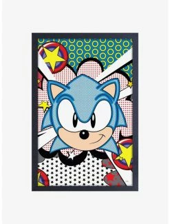 Cheap 🔥 Sonic the Hedgehog Halftone Framed Wood Wall Art 😀