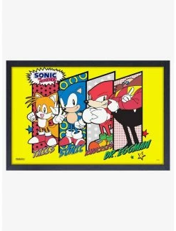 Cheap 👏 Sonic the Hedgehog Lineup Framed Wood Wall Art 🔔