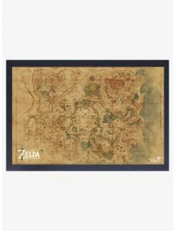 Discount 👍 Nintendo Legend of Zelda Breath of the Wild Map Framed Wood Wall Art 💯