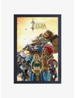 Cheap 🌟 Nintendo Legend of Zelda Breath of the Wild Zelda & Champions Framed Wood Wall Art 👏