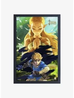 Best deal 😀 Nintendo Legend of Zelda Breath of the Wild Zelda & Link Framed Wood Wall Art ❤️
