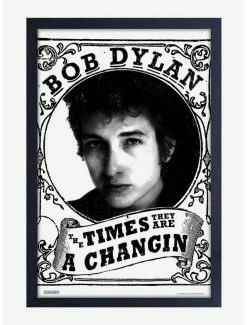 Cheap 😀 Bob Dylan Time's Changin Framed Wood Wall Art ✔️