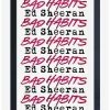 Promo 🧨 Ed Sheeran Bad Habits Repeat Framed Wood Wall Art 🛒