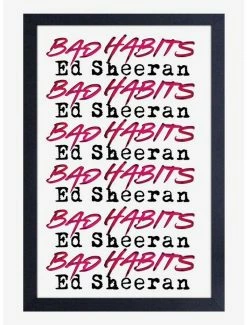 Promo 🧨 Ed Sheeran Bad Habits Repeat Framed Wood Wall Art 🛒