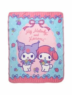 Coupon 🔥 My Melody & Kuromi Floral Throw Blanket 🎁