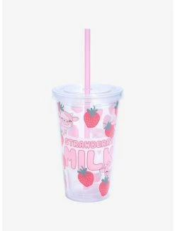 Wholesale ⌛ Strawberry Milk Pink Cow Acrylic Travel Cup 🔔
