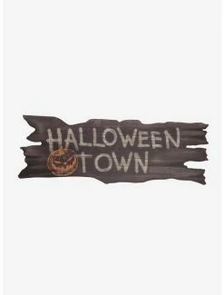 Cheap ✔️ The Nightmare Before 🔔 Christmas 🧛 Halloween Town Faux Wood Sign ⌛