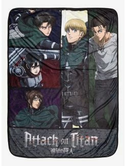 Deals 💯 Attack On Titan Character Panels Throw Blanket ✔️