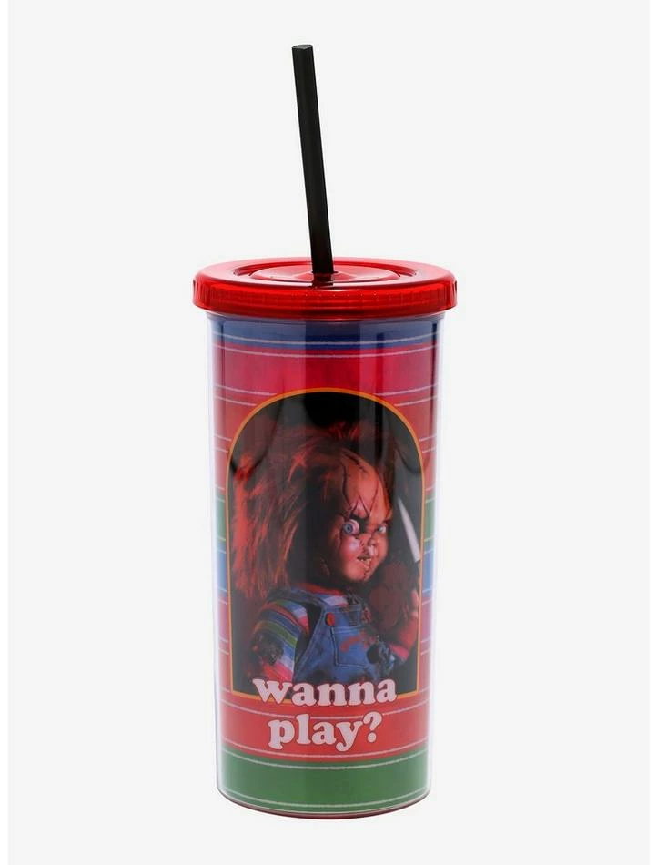 New โ Child's Play Chucky Wanna Play Acrylic Travel Cup ๐งจ 1 New โ Child's Play Chucky Wanna Play Acrylic Travel Cup ๐งจ