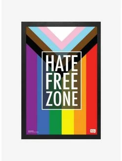 Best reviews of 💯 Hate Free Zone LGBTQ + Flag Framed Poster 🔥